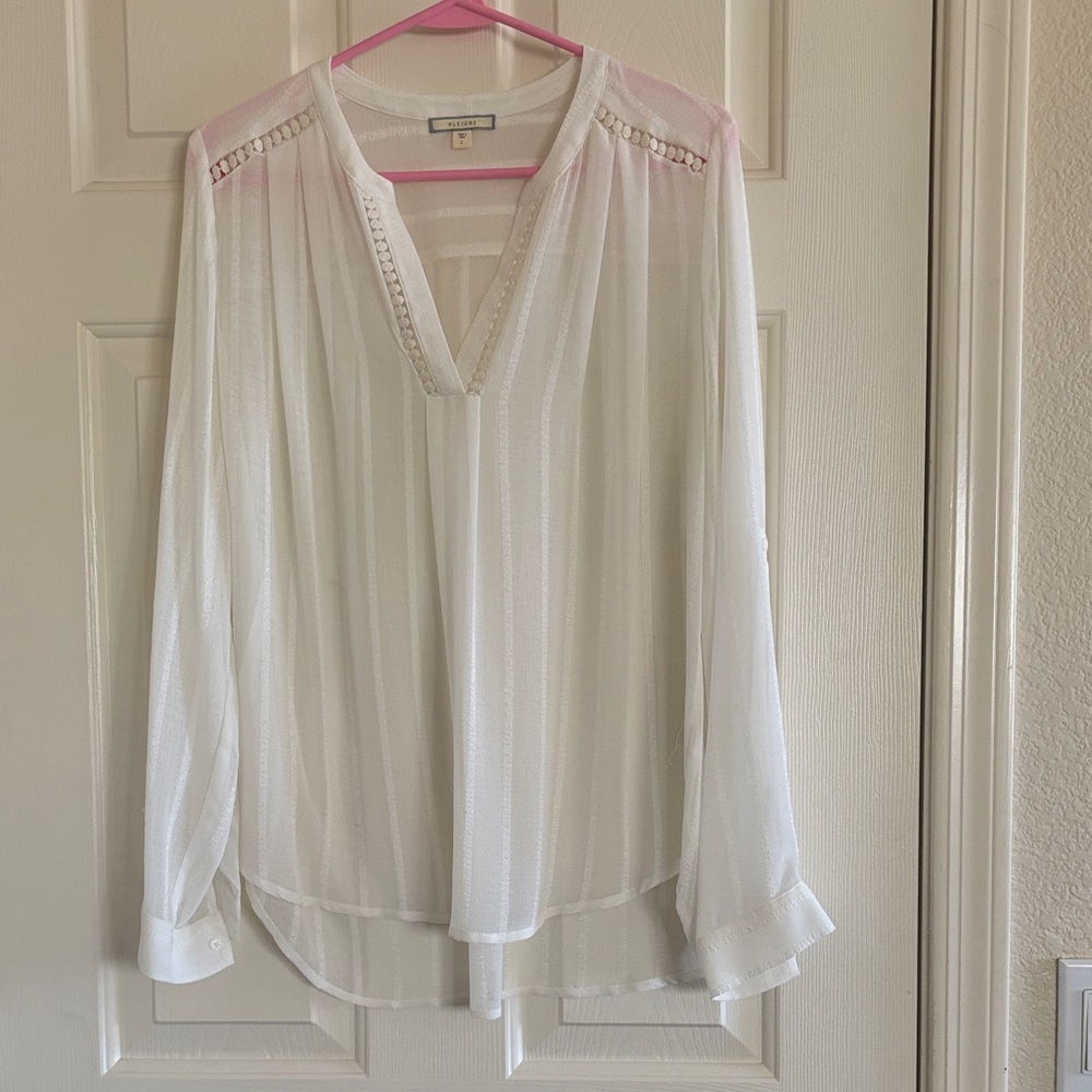 Pleione Sheer White Blouse with Delicate Details